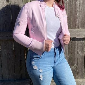 Members Only pink leather jacket SMALL